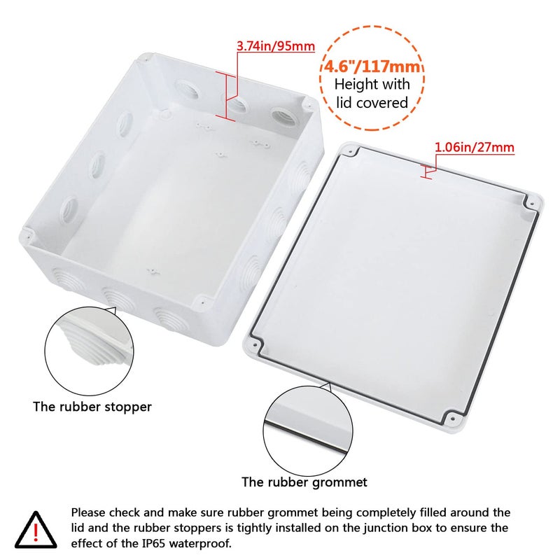 LeMotech ABS Plastic Dustproof Waterproof IP65 Junction Box Universal Electrical Project Enclosure White 11.8 x 9.8 x 4.7 inch (300 x 250 x 120 mm) - Image 4